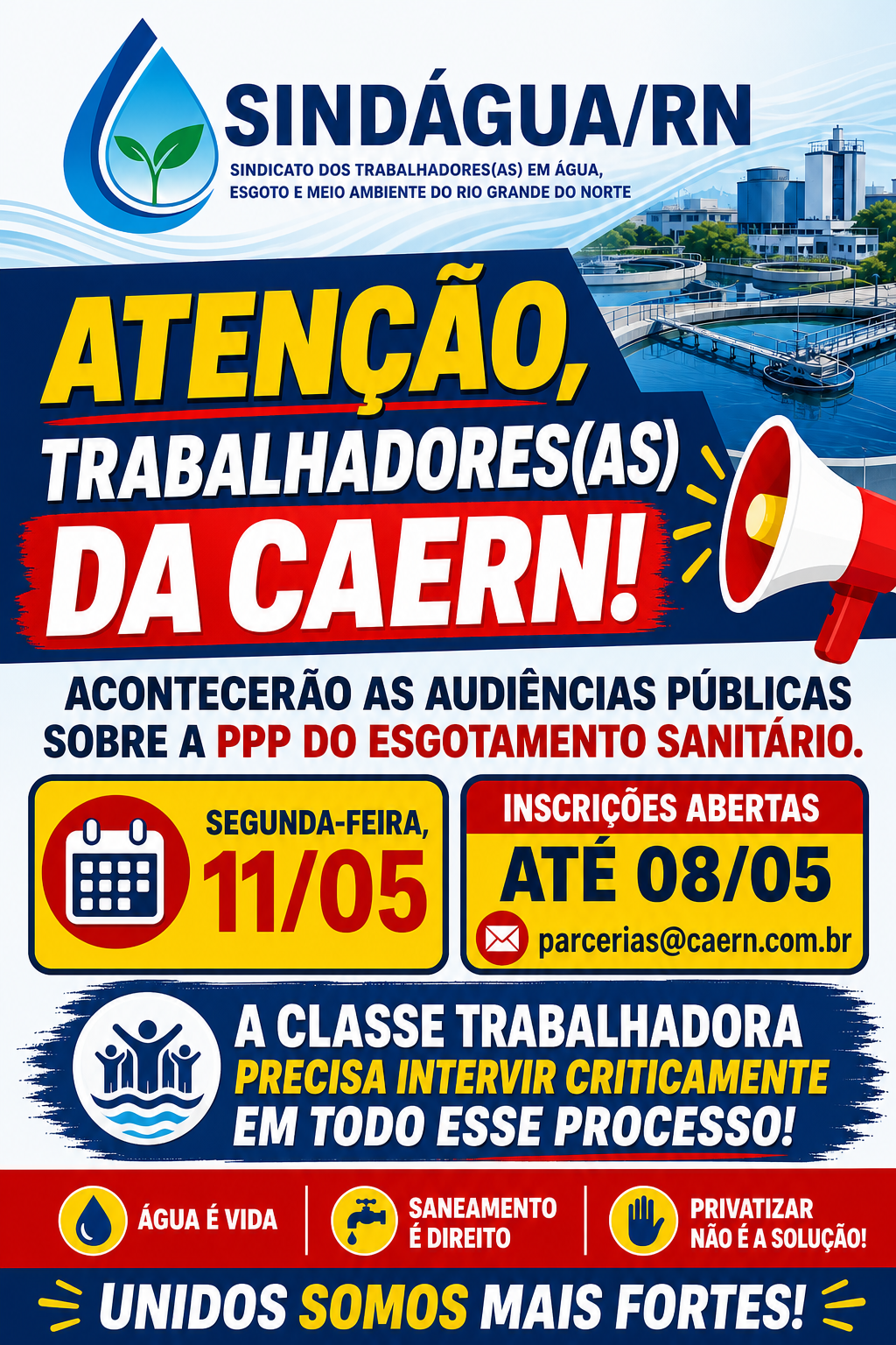 Atenção, trabalhadores e trabalhadoras da Caern