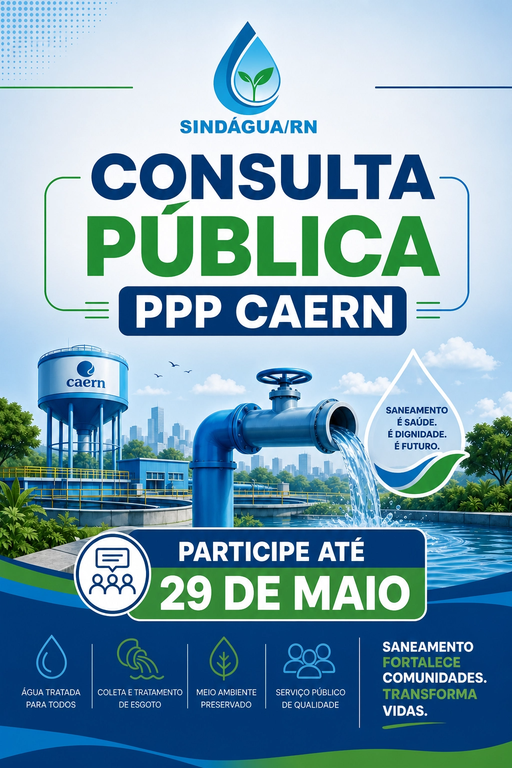 SINDAGUA/RN se posiciona sobre a Consulta Pública da PPP da Caern
