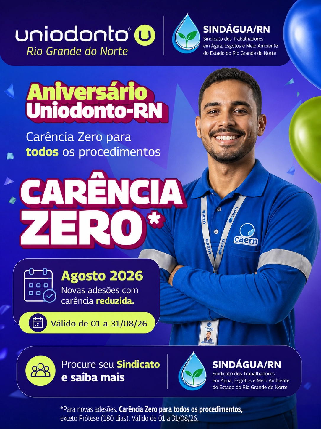 🎉 Aniversário Uniodonto-RN: Carência Reduzida EXCLUSIVA para você! 🎉
