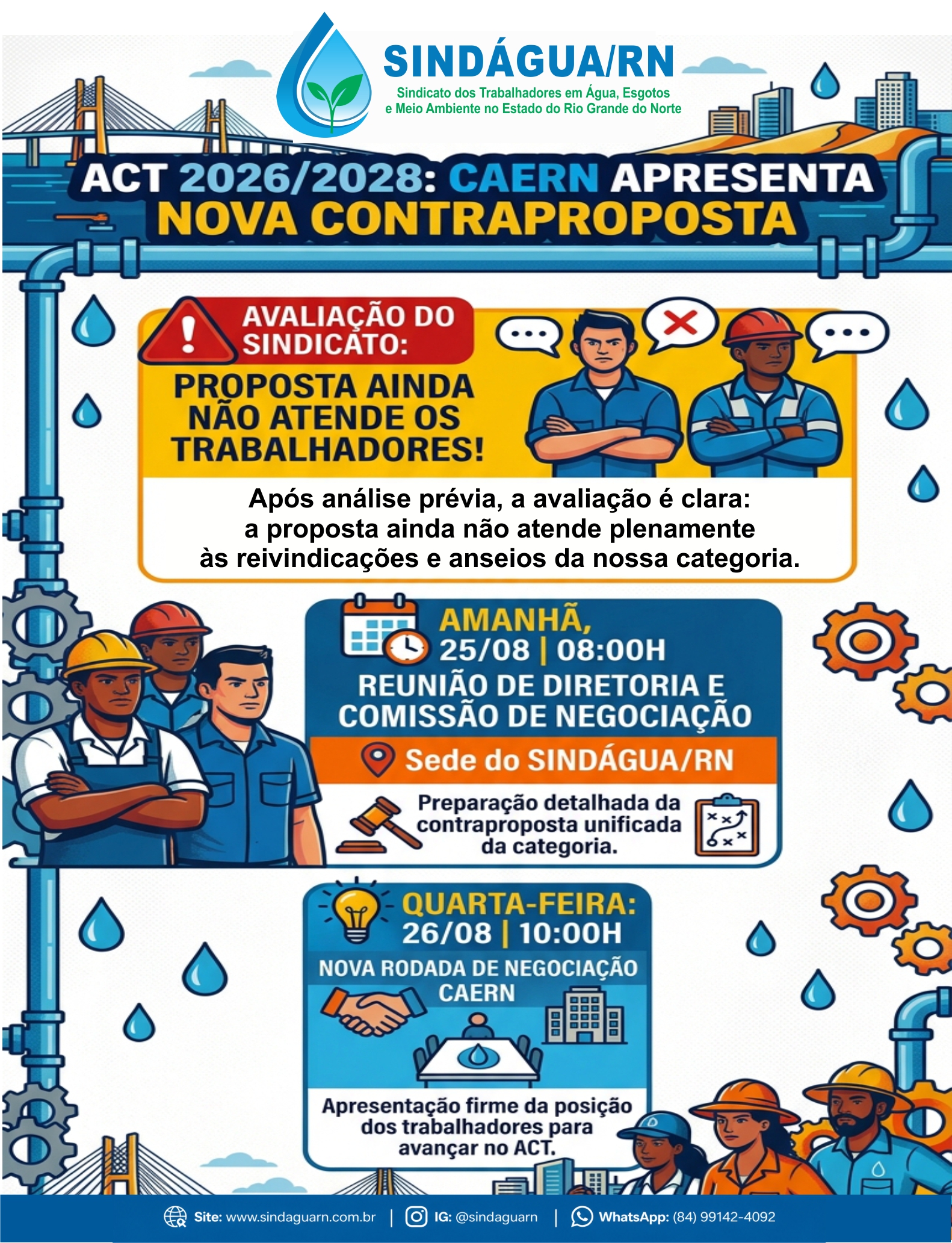 NEGOCIAÇÃO ACT 2026/2028: CAERN APRESENTA NOVA CONTRAPROPOSTA