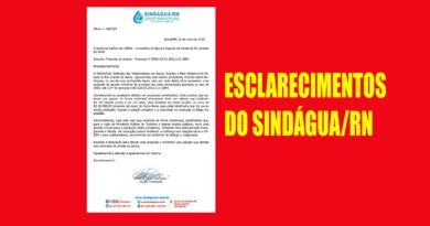 Esclarecimentos do Sindágua/RN
