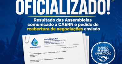 Sindágua/RN oficializa à CAERN o resultado da assembleia