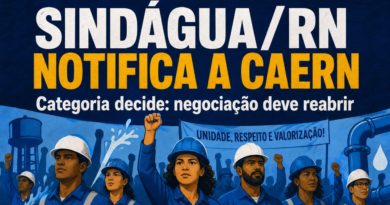 Sindágua/RN notifica a CAERN sobre decisão da categoria