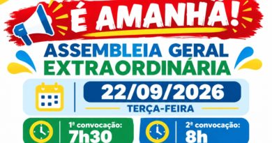 📢 É AMANHÃ! PARTICIPE DA ASSEMBLEIA GERAL EXTRAORDINÁRIA