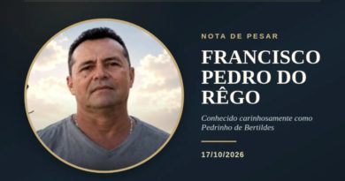 NOTA DE PESAR por Francisco Pedro do Rêgo